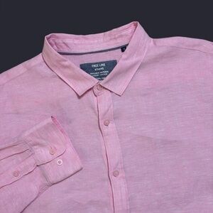 Free Line Athens 100% Linen Long Sleeve Button Down Shirt Size XL Pink Regular